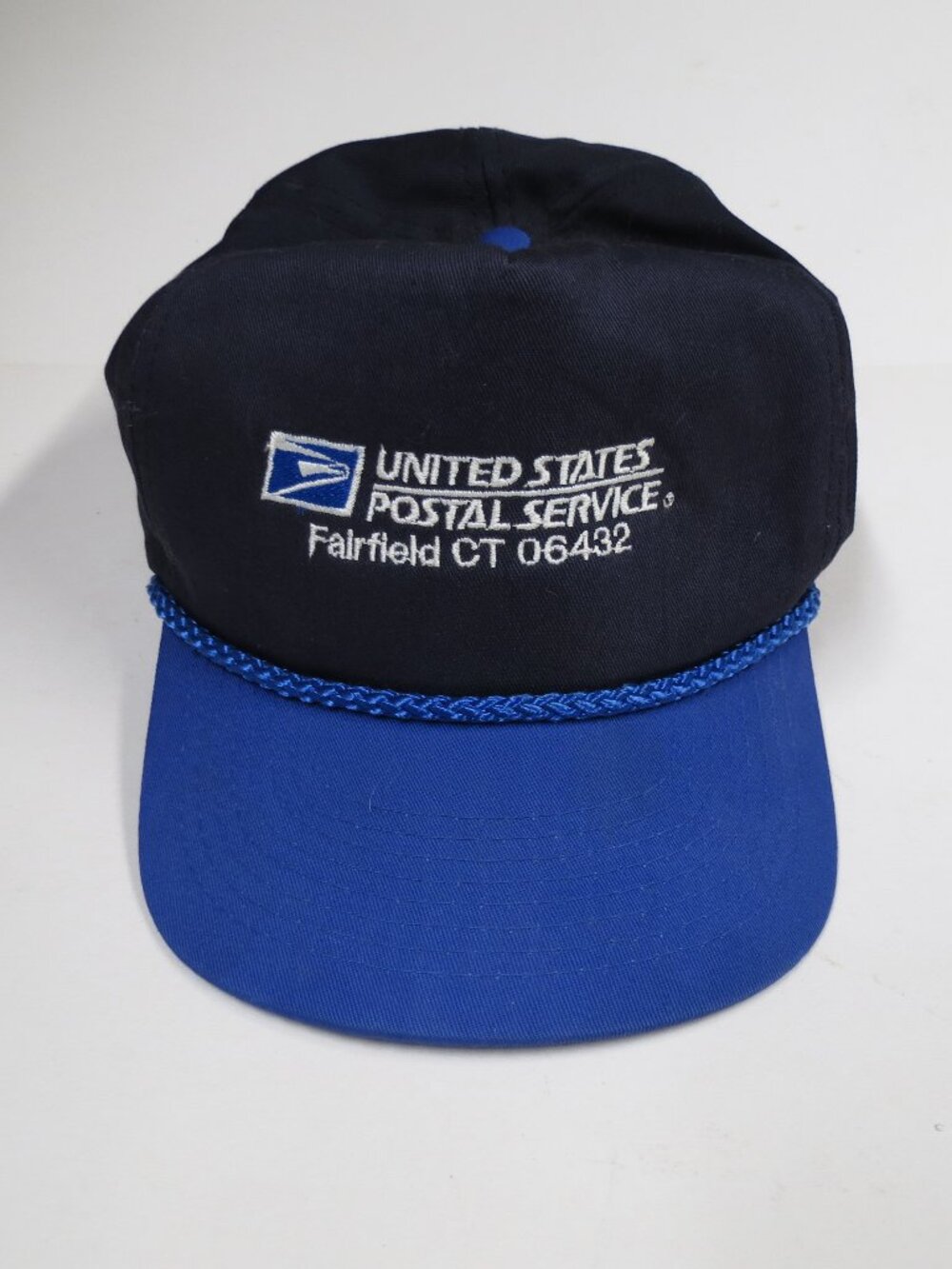 Vintage US Mail USPS Snapback Trucker Hat Adjustable Cap Blue CT FAIRFIELD